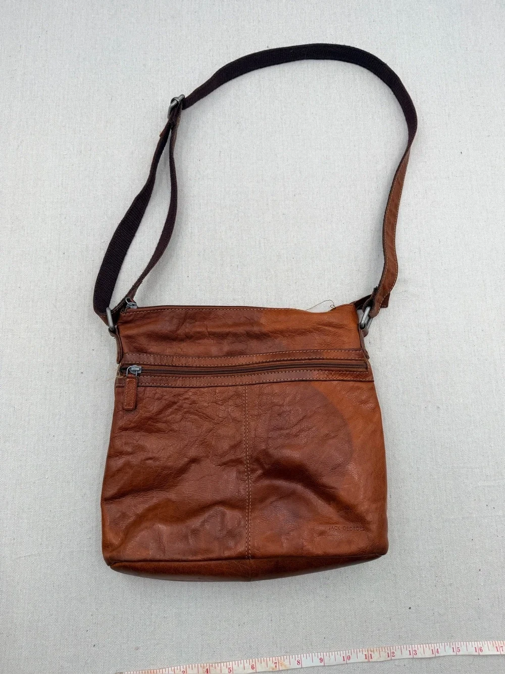 Jack Georges Men's Brown Leather Crossbody Shoulder Bag